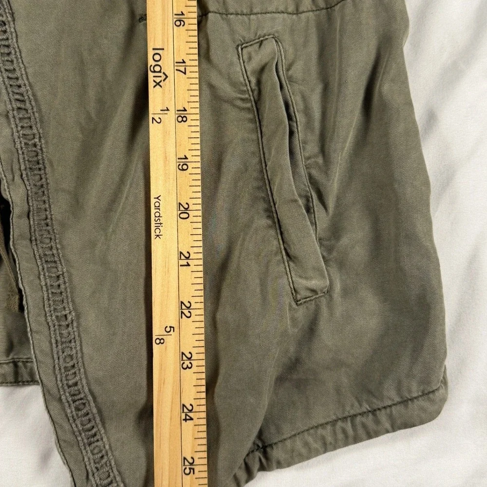 Max Jeans Olive Green‎ Tencel Utility Vest Draped Open Front Drawstring Women L